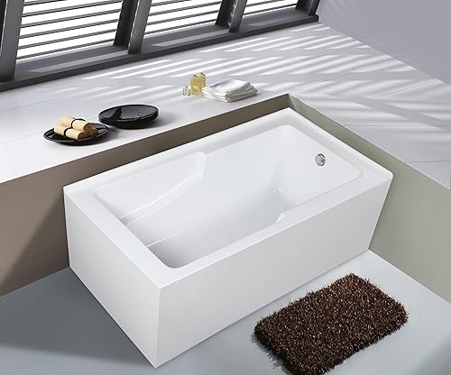 Miniatura 5 de Aqua Eden VTAM6032R22S - Bañera esquinera de acrílico de 60 pulgadas con 2 paredes con delantal de esquina, orificio de drenaje a la derecha, color