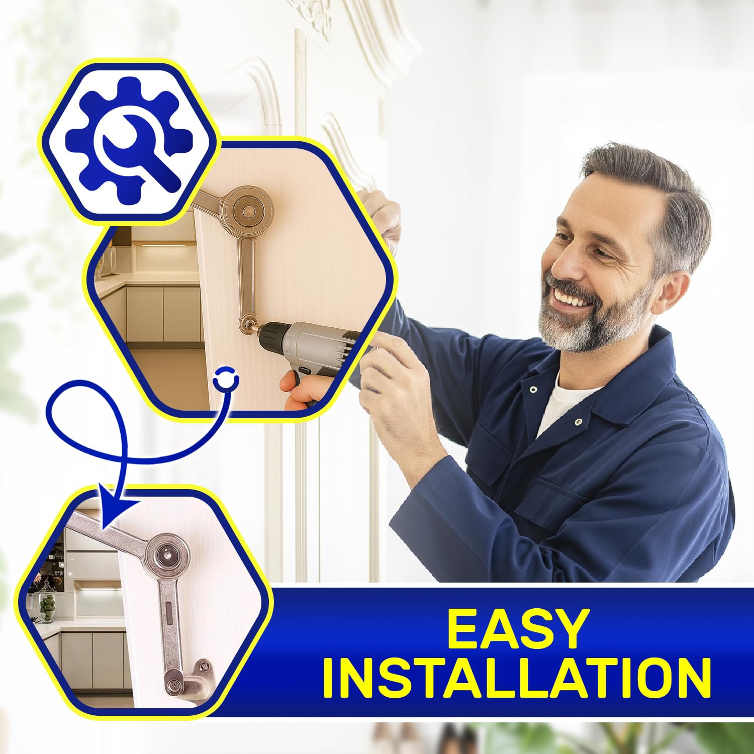 2 Pieces Lift Up Door Cabinet Hinges Can be Stopped at 75° 90° 100°, Drop Down Hinges for Kitchen Furniture and Door Panels - Image 4