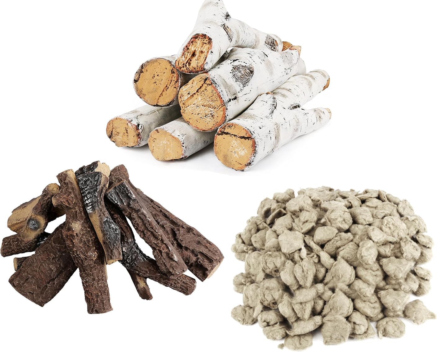 QuliMetal Ceramic Wood Gas Fireplace Log Set and 12 Oz Gas