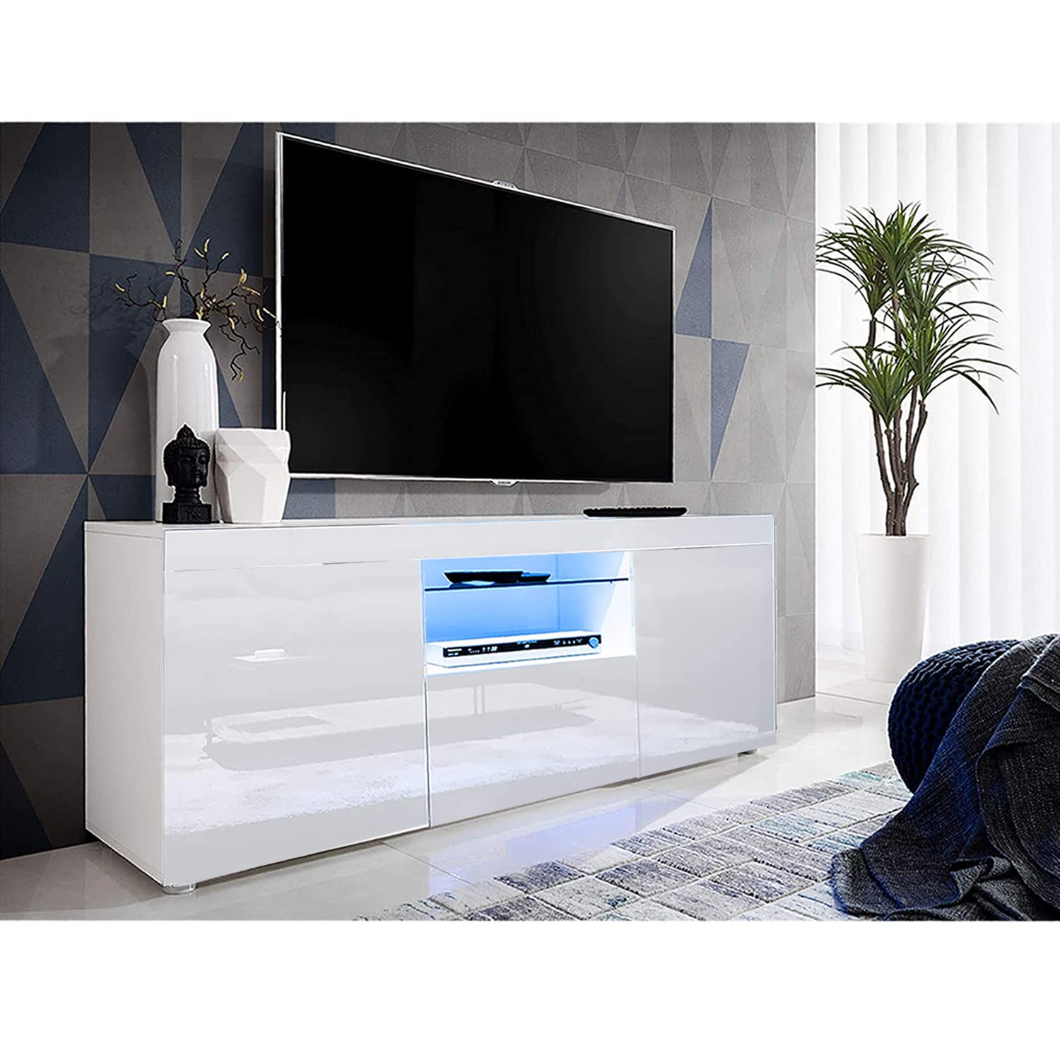 Dripex Mueble bajo para TV con iluminación LED, 135 x 70 x 35 cm