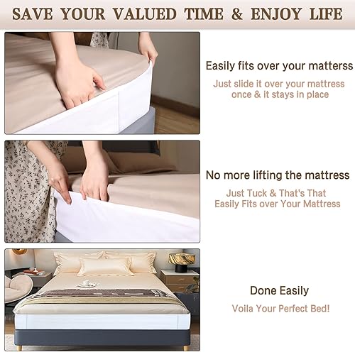 Miniatura 2 de Soporte para sábanas – Sábana bajera tamaño Queen solo correas, mantiene la cama plana en su lugar y la convierte en una sábana bajera, soporte de