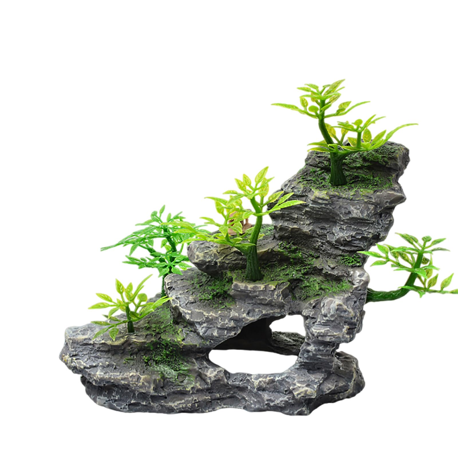 COYOUCO Aquarium Mountain View Stone Ornament Tree Rock Cave Landscape, Large Aquarium Ornament Rock Artificial Fish Tank Decoration,D