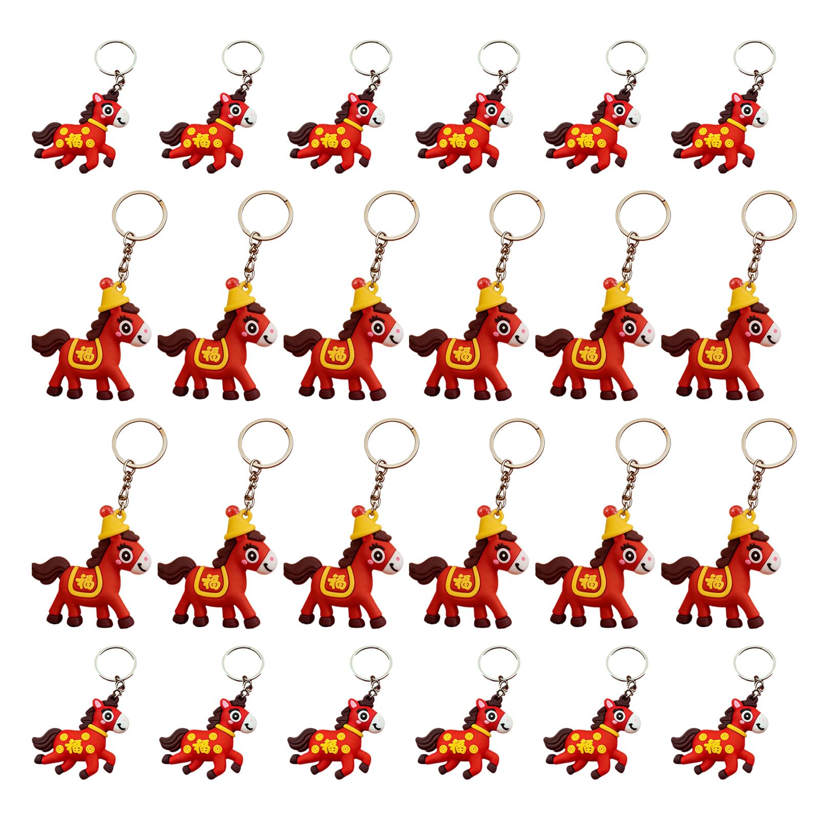 Buxuaaaa 24 Piece Year of Horse Keychains Chinese 2026 New Year Blessing Hanging Charm Ornaments for Bag Backpacks Decorations Lucky Hanging Charm