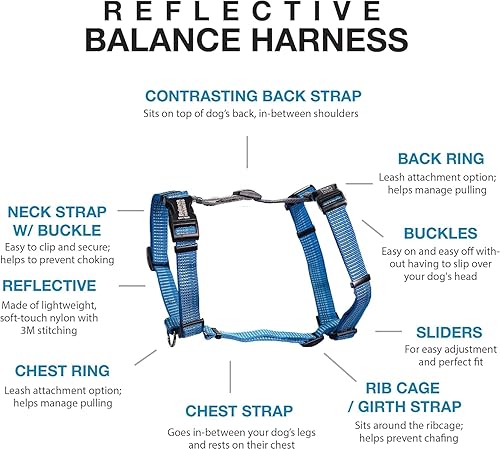 Miniatura 3 de Blue-9 Arnés de equilibrio reflectante con hebilla y cuello, ajuste totalmente personalizable sin tirones con costuras reflectantes 3M, ideal para