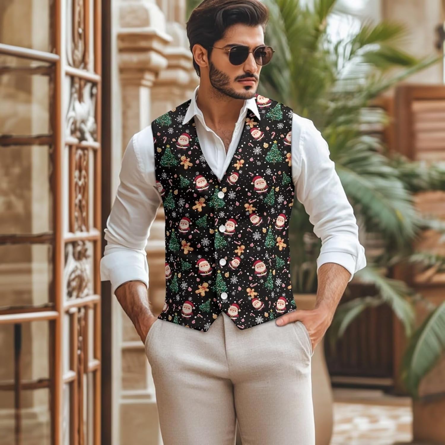 Christmas Suit Jackets for Men Lightweight Men's Vests for Casual Party Lightweight Mens Waistcoat with Strap