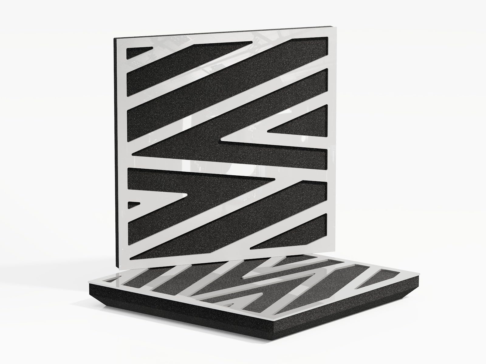 2 Pack — Sound Absorption-Diffuse Acoustic Panel | 50x50x5cm | Absorption - Diffusion - Reflection - Soundproofing | Perforated Plastic: [White Glossy Plastic | x2 P11]