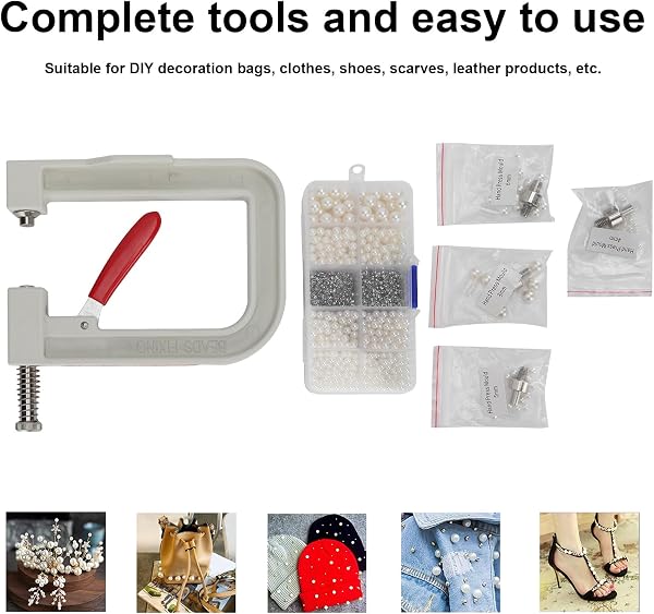 DIY Pearl Setting Hand Press Machine Kit Clothing Accessories Clothing Accessories for Clothes Hats Shoes Jewelry Easy to Use - 3