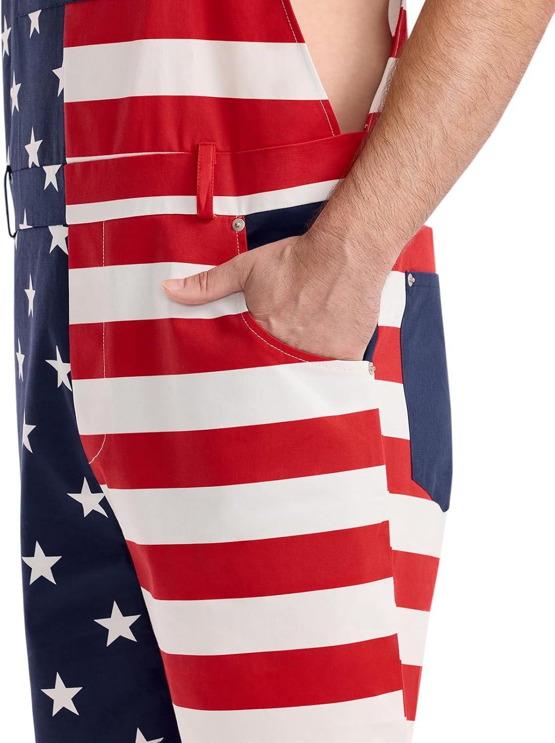 Tipsy Elves Men’s American Flag Epic Eagle Patriotic Overalls - Funny Red White and Blue USA Outfit