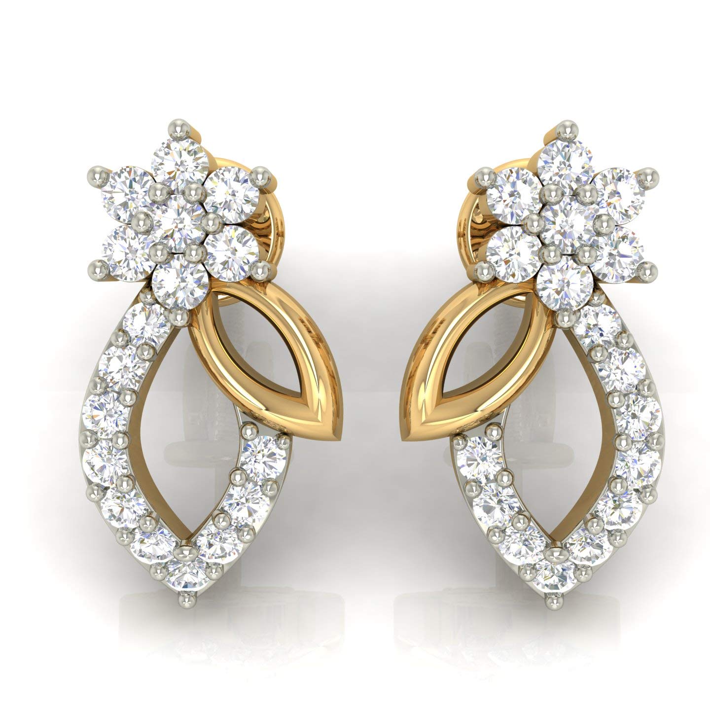 avsar 18k (750) Yellow Gold and Diamond Stud Earrings for Women-picture-34