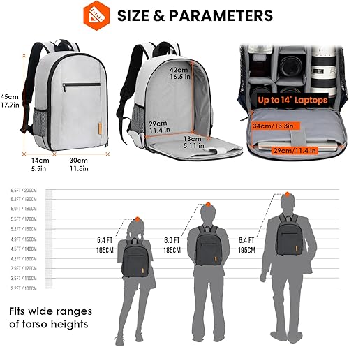 Miniatura 8 de TARION Mochila para cámara fotográfica bolsa para cámara DSLR con funda impermeable para laptop, compartimento para laptop, bolsa de fotos para