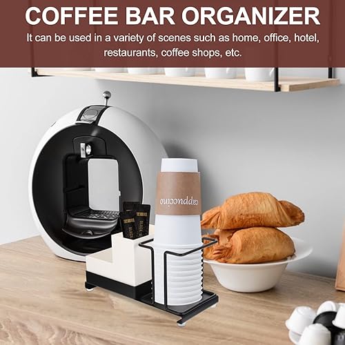 Miniatura 2 de Angoily Organizador de barra de café organizador de tazas de papel desechable con bolsas de té y café negro