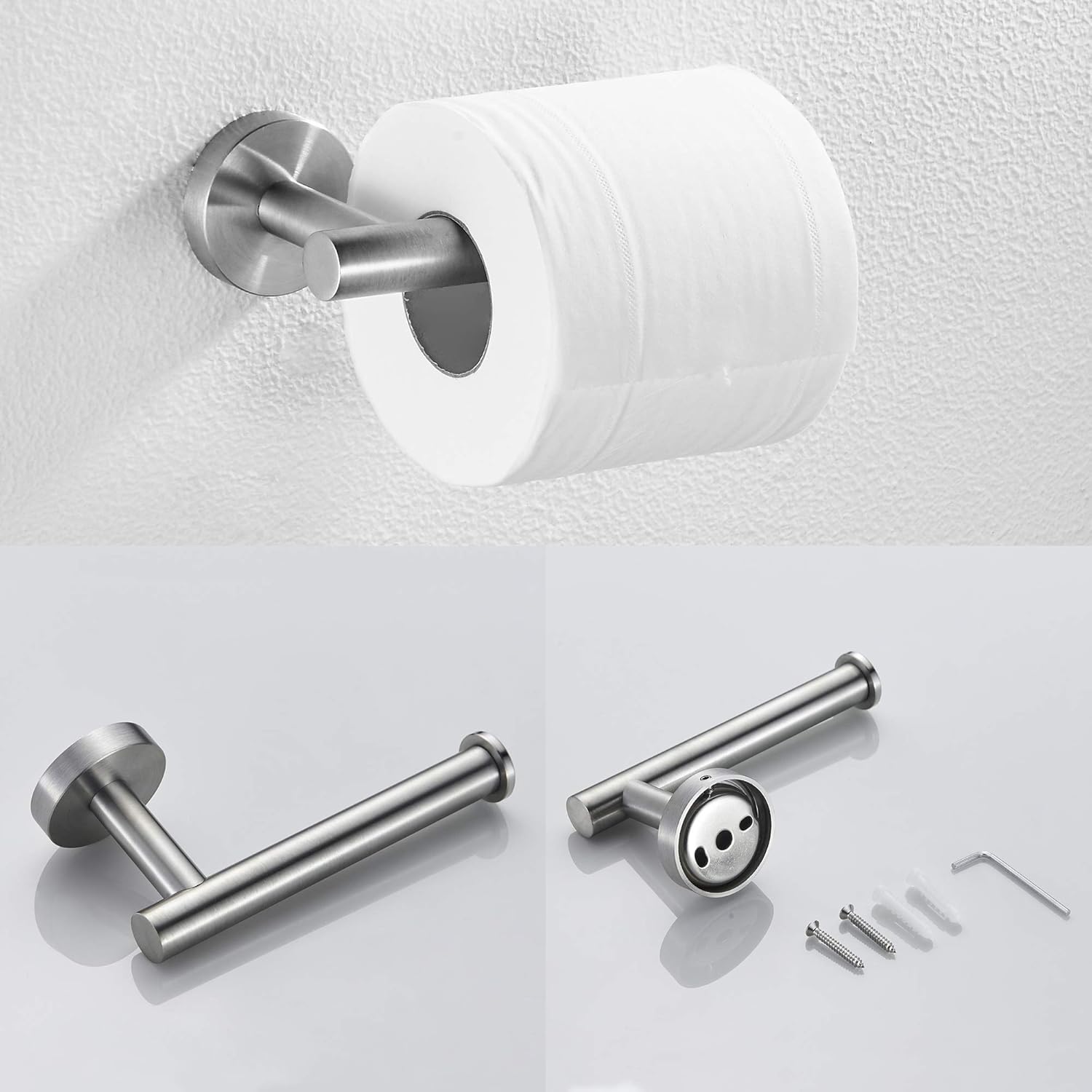 Flash Deals - 70% OFF MARMOLUX ACC 4 Pieces Bathroom Hardware Set-Towel Hooks, Hand Towel Holder/Towel Ring, Toilet Paper Holder, Wall Mount Towel Bar Set SUS 304 Stainless Steel Brushed Bathroom Accessories