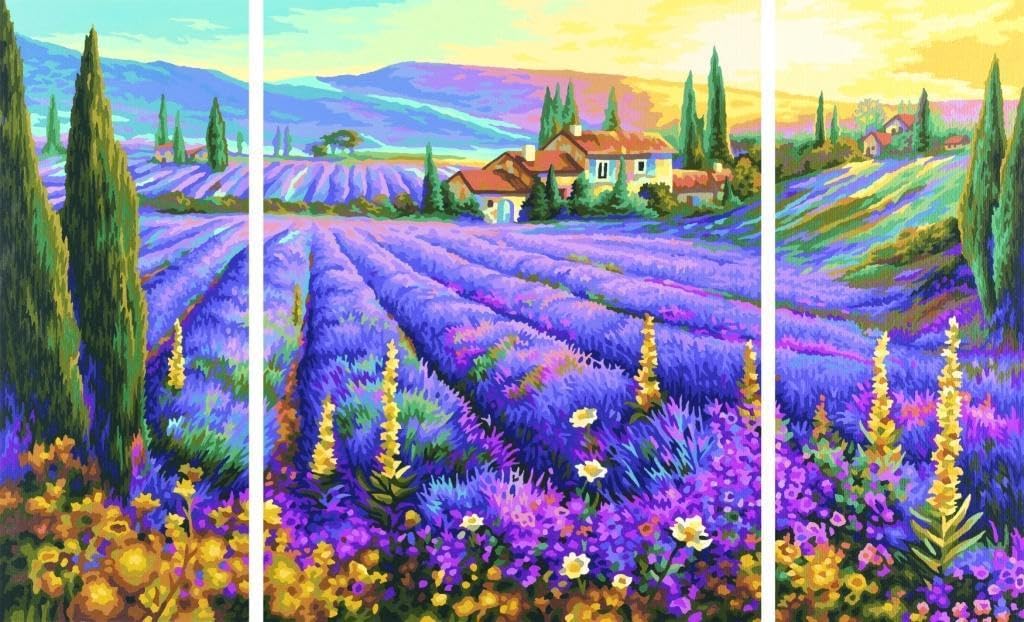 NORRIS Paint by#S: Lavender Fields (Tryptych) Paint by#