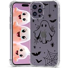 Halloween Case for iPhone 14 Pro Clear Spider Web, Phone Cover Girls Ghost Designs Slim Bumper Shockproof Protective Women Bat Phone Case for iPhone 14 Pro