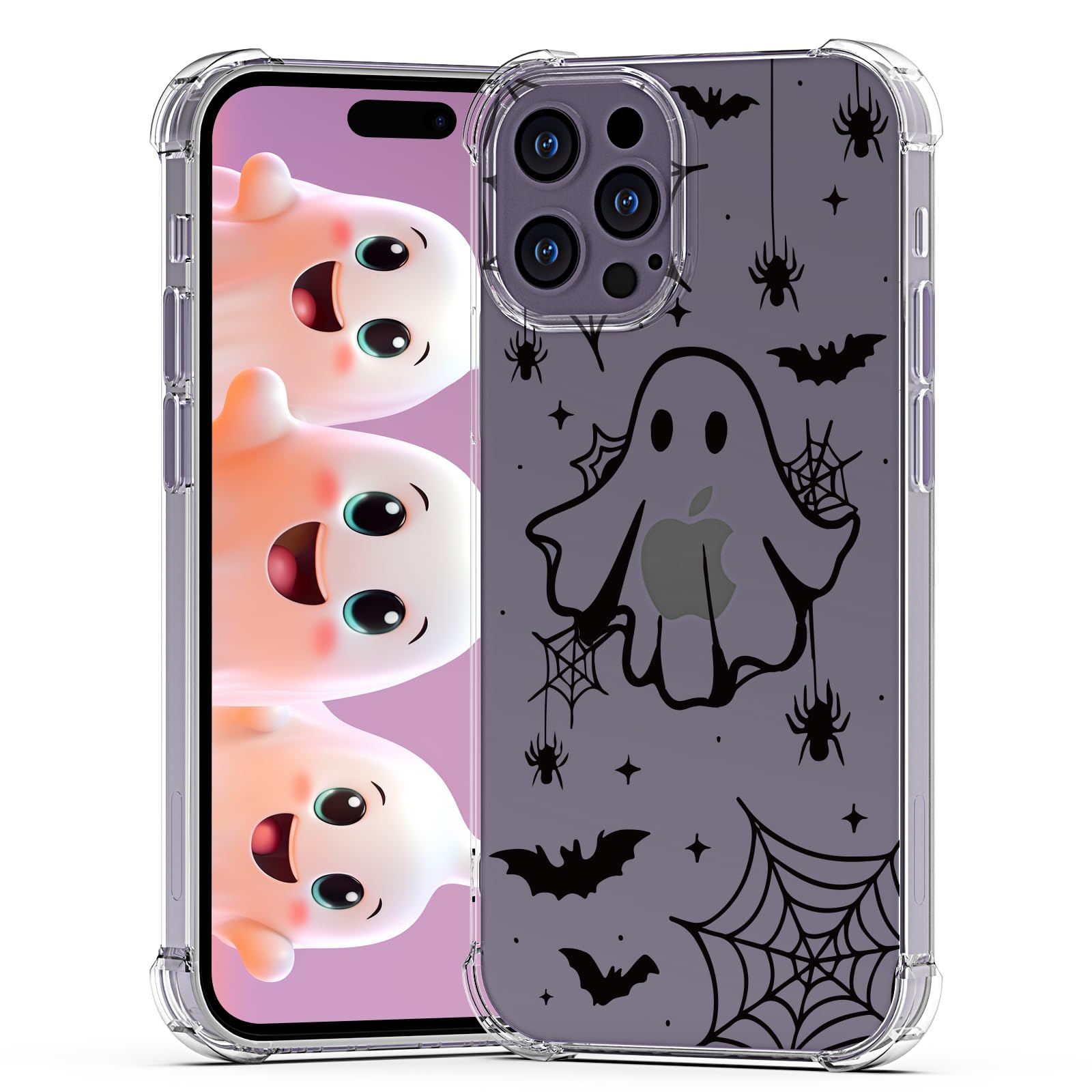 Halloween Case for iPhone 14 Pro Max Clear Fashion Designs Phone Cover Women Girls, Stylish Slim Shockproof Bumper Flower Protective Phone Case for iPhone 14 Pro Max 6.7"