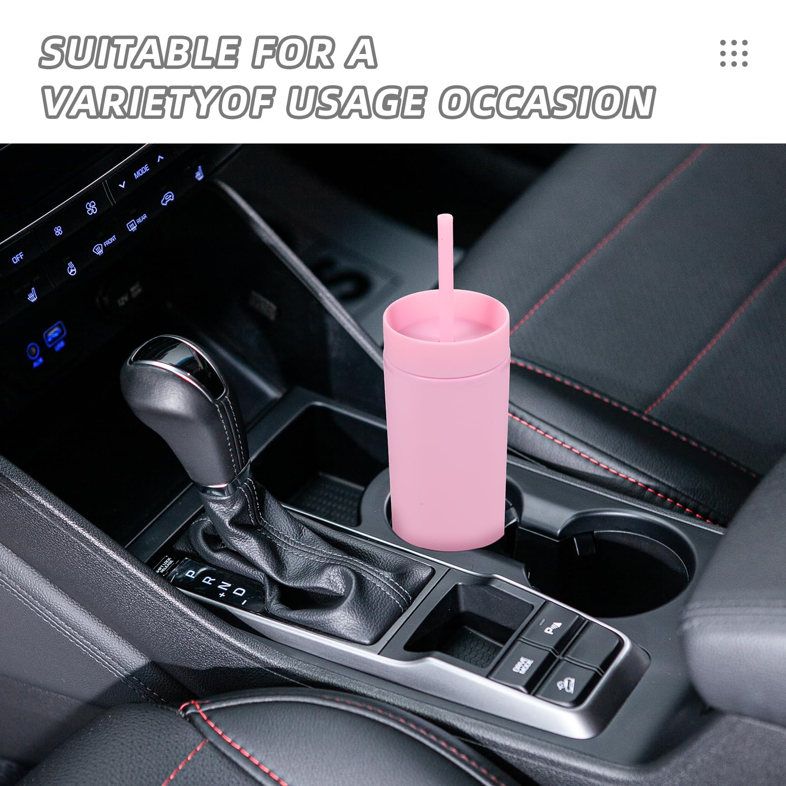Volhoply Vaso delgado de plástico de 16 onzas con tapa y popote, paquete de 8 unidades, vasos aislados de acrílico mate de doble pared sin BPA, taza de viaje reutilizable para café helado, regalos