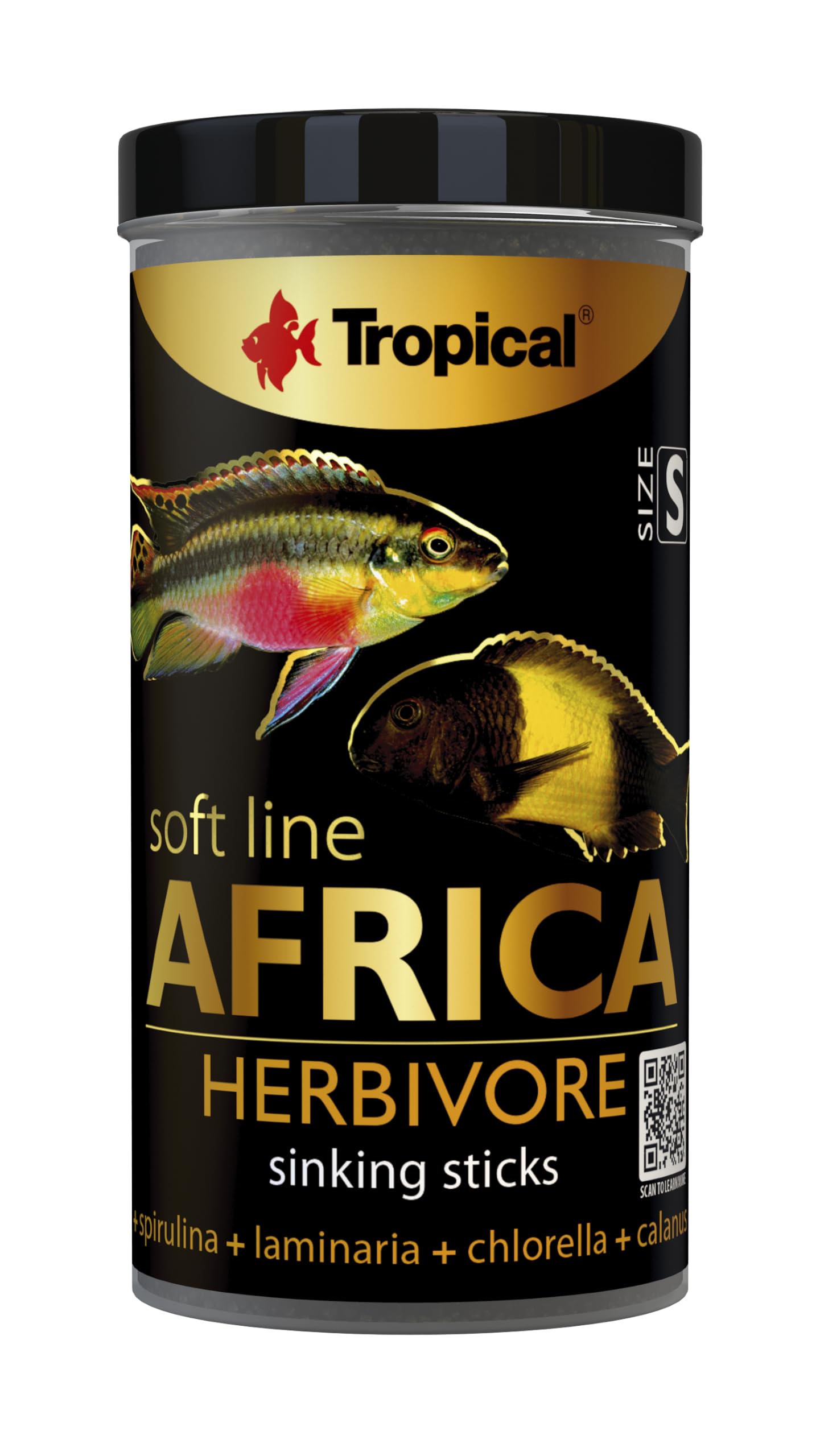 Tonące pałeczki dla ryb afrykańskich roślinożernych SOFT LINE AFRICA HERBIVORE SIZE S 250ml / 150g