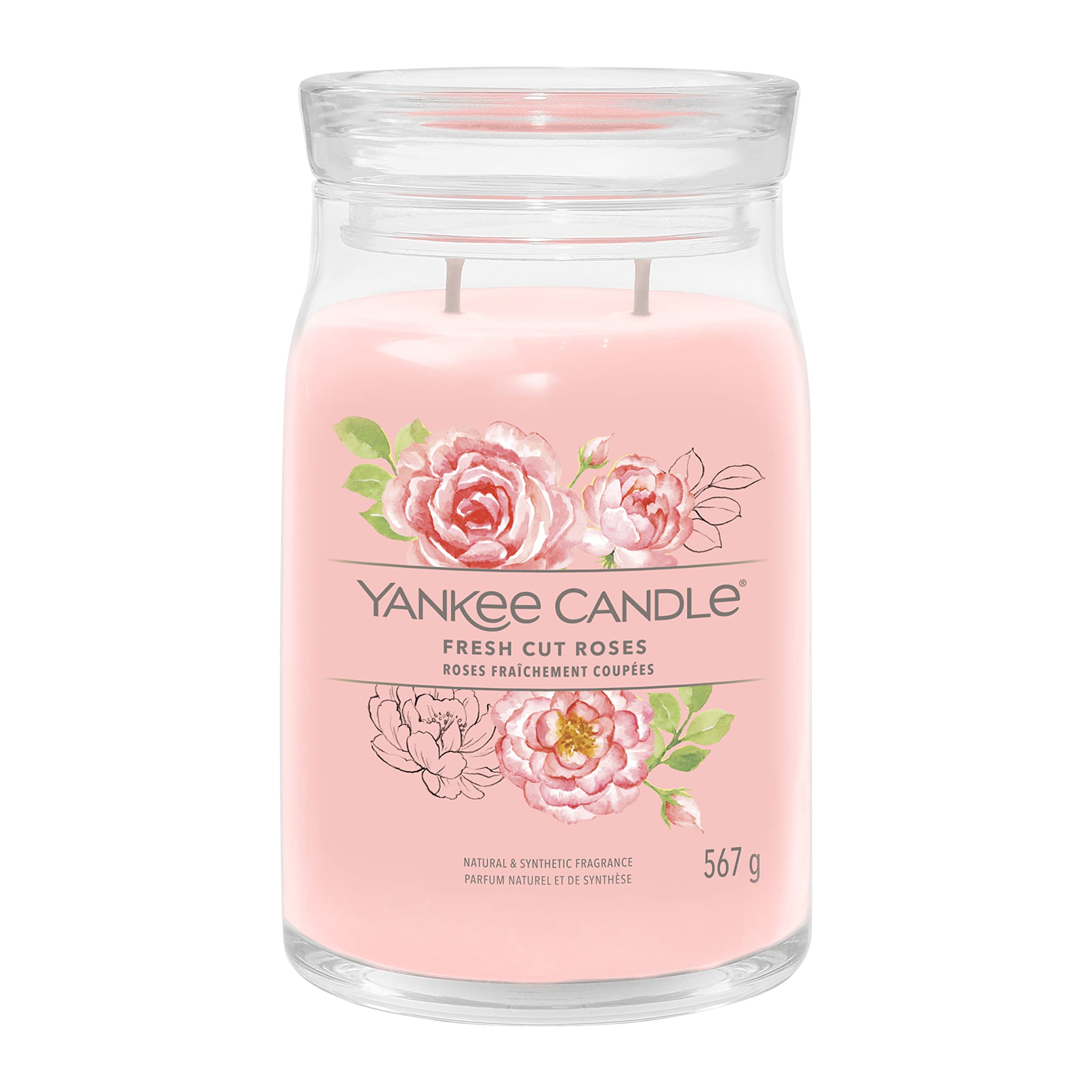 Yankee Candle Signature Scented Candle | Fresh Cut Roses Large Jar Candle with Double Wicks | Soy Wax Blend Long Burning Candle | Perfect Gifts for Women