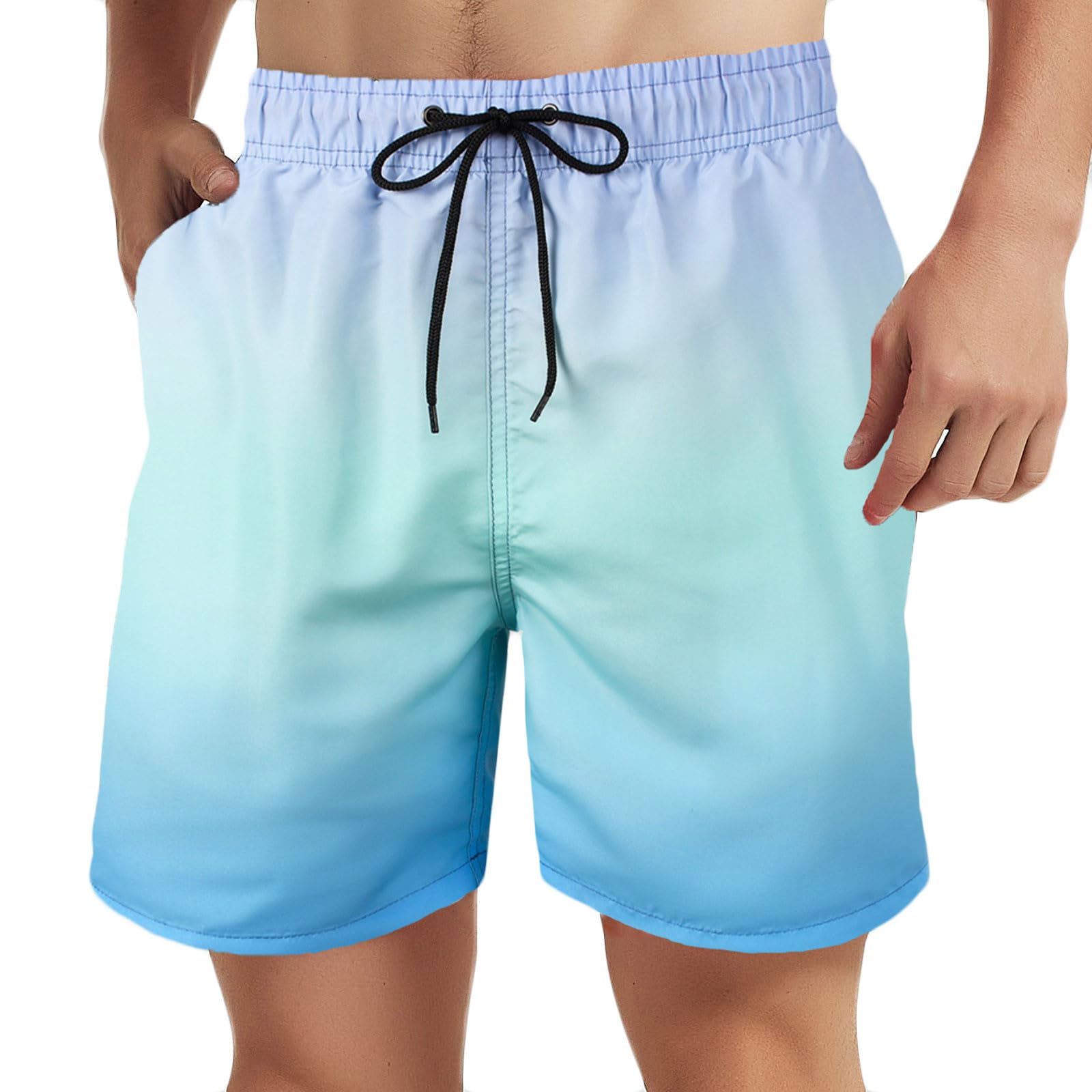 Muscularfit Gym Shorts Men 5 Inch Inseam Summer Causal Drawstring Elastic Waist Summer Beach Shorts Gradient Color Swim Trunk