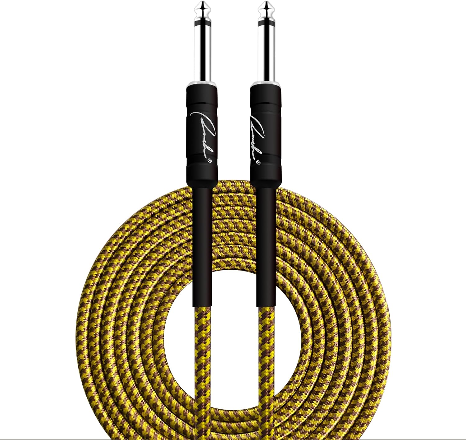 Ranch Guitar Cable 20 ft Coild Electric Instrument Cables Bass AMP Cord 1/4 Straight to Straight for Electric, Bass Guitar, Mandolin, Pro Audio - Gold