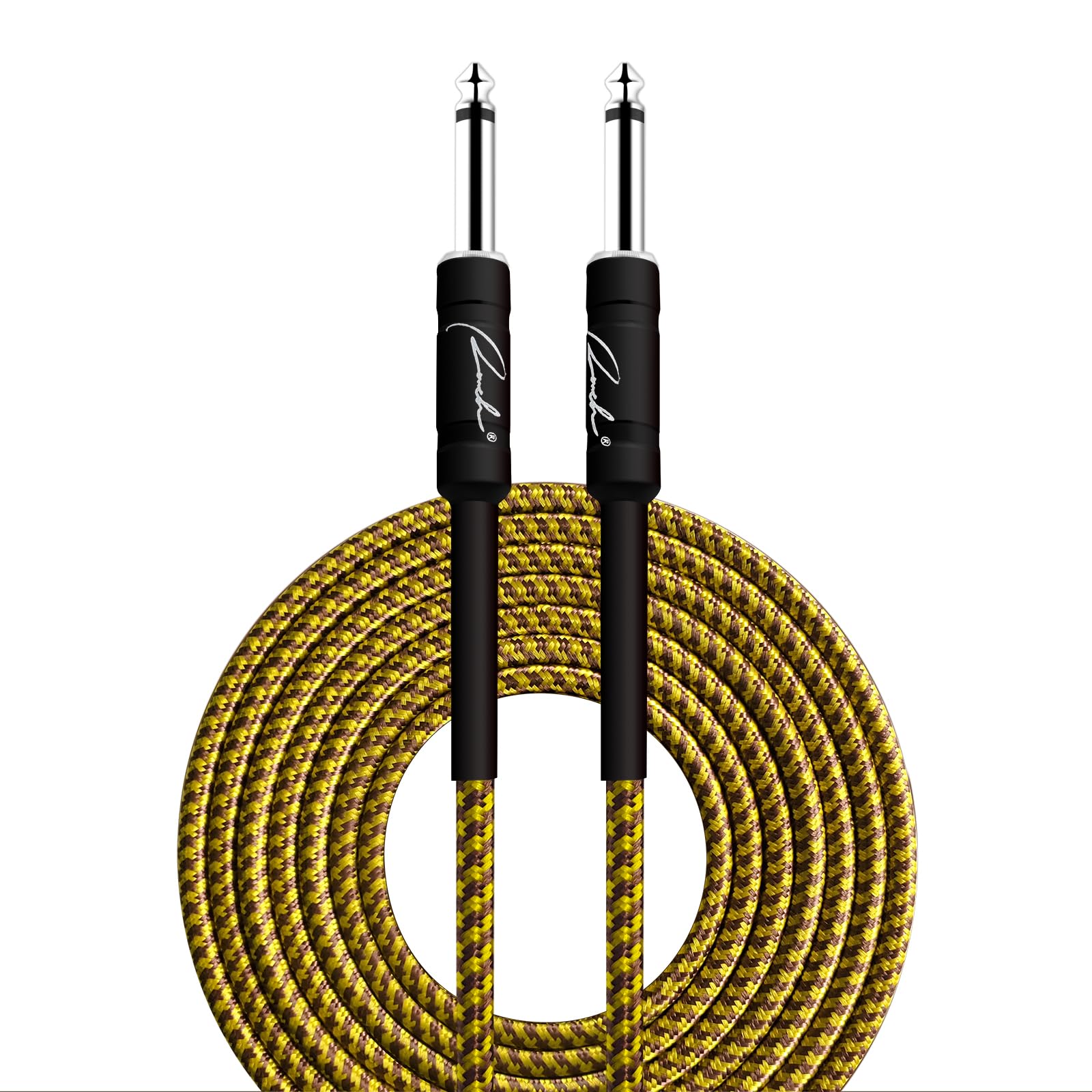 Professional 20ft Ranch Coiled Guitar/Instrument Cable (1/4" Straight, Pro Audio Gold)