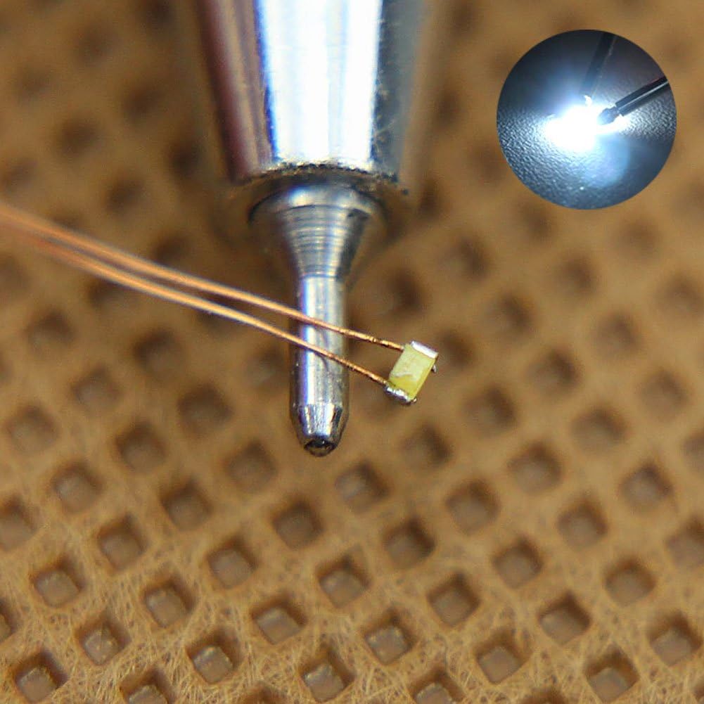 C0402W 20pcs Pre-soldered Micro 0.1mm Copper Wired Bright White SMD Led 0402 New (White)
