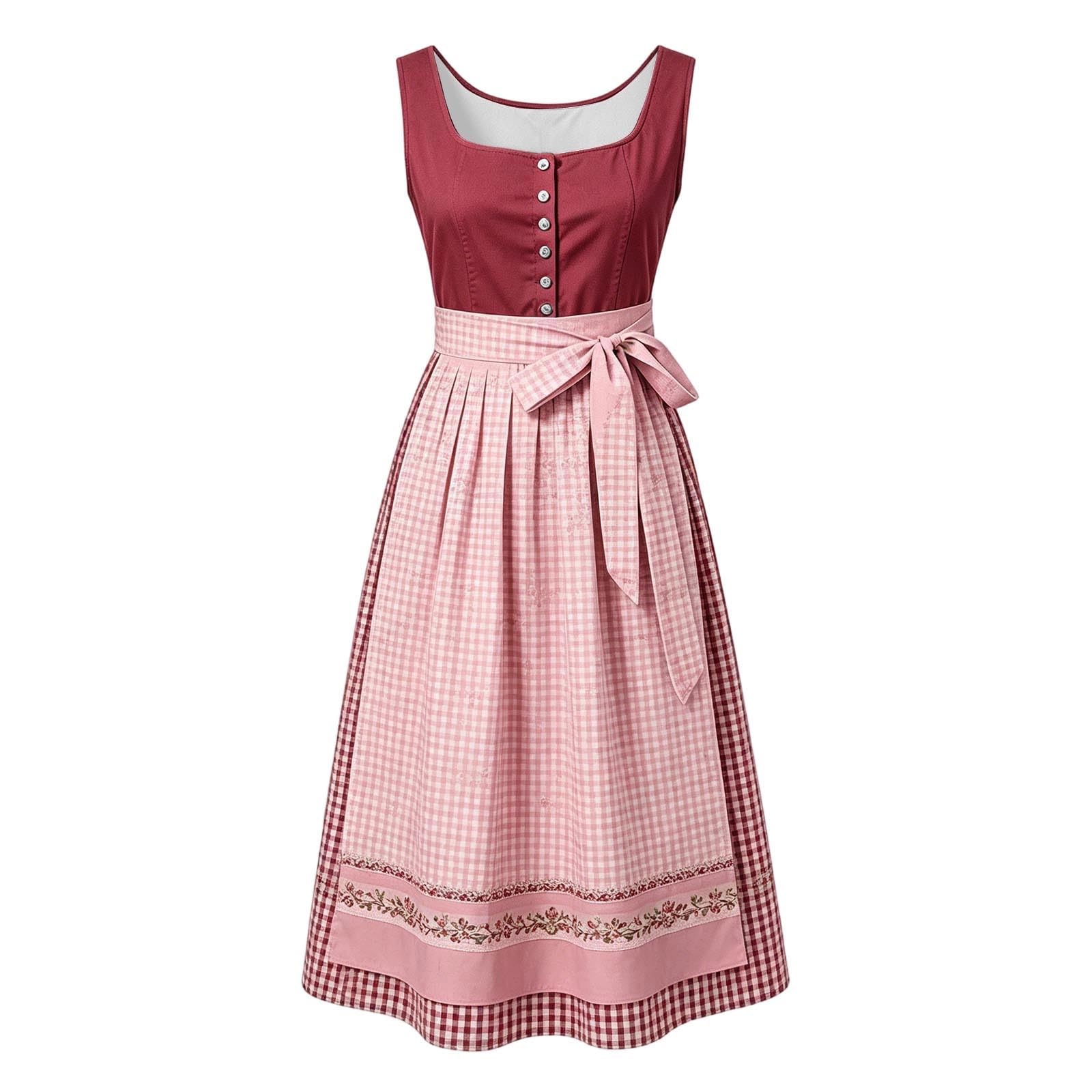 Dirndl Schwarz Abiti da Cerimonia Donna Vestito Tradizionale Dirndl Prodotto della Categoria - Elegante Abito con Cintura in Vita per Occasioni Festive e Feste Stile Senza Maniche Tracht Cocktail