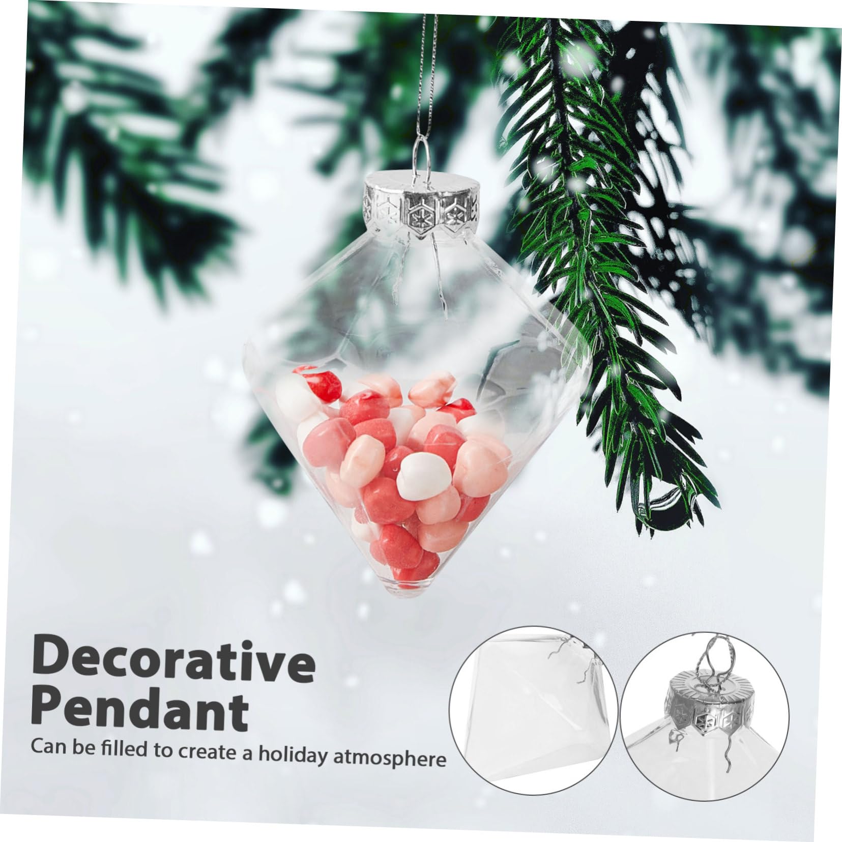 Boules de Noël Transparentes en Plastique Creuses Lot de 8 Décorations Suspendues Créatives à Remplir Accessoires Cordon pour Fêtes et Mariages