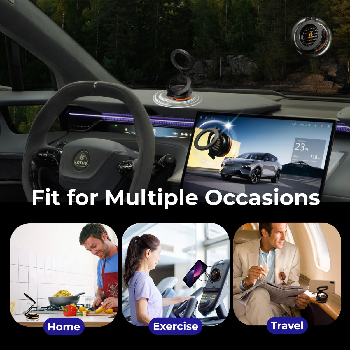 Grip Gear magnetyczny uchwyt samochodowy na telefon 360° regulowany uchwyt na telefon z przyssawką do uchwytów na telefon komórkowy do samochodu/siłowni/uchwyt domowy do iPhone'a i