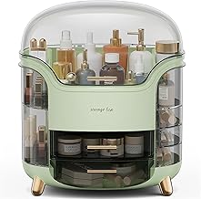 Cosmetic Organiser Dustproof Skincare Organiser Makeup Desk Organiser with Lipstick Slots Mutifuctional Beauty Storage Stand for Make-up Jewelry Vanity for Bedroom Bathroom Dressing Table, Green