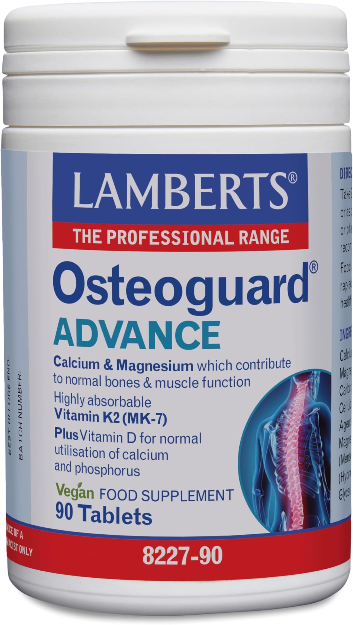 Lamberts Osteoguard Advance – Bone Health Formula with Calcium, Magnesium, K2 & Vegan D3 – 90 Tablets