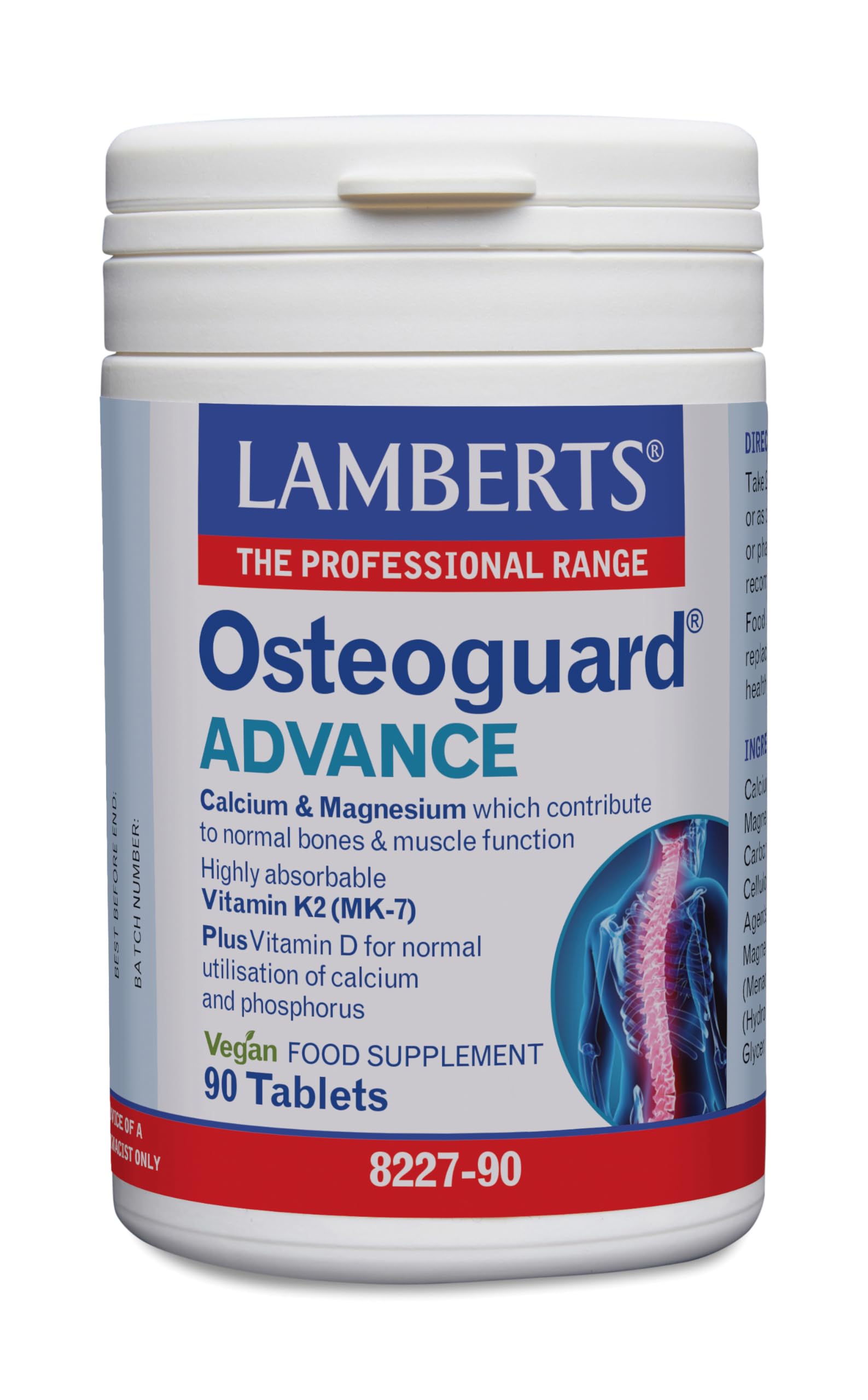 Lamberts Osteoguard Advance – Bone Health Formula with Calcium, Magnesium, K2 & Vegan D3 – 90 Tablets