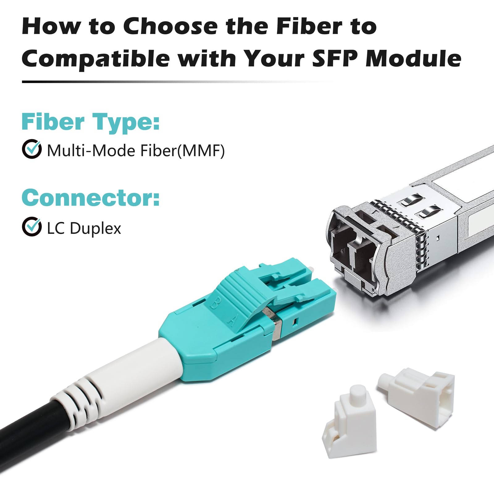 OFNR Câble fibre optique multimode OM3 LC vers LC 5 mm de diamètre 20 m, cordon de raccordement en fibre optique Uniboot LC-LC Duplex 50/125 MMF, noir