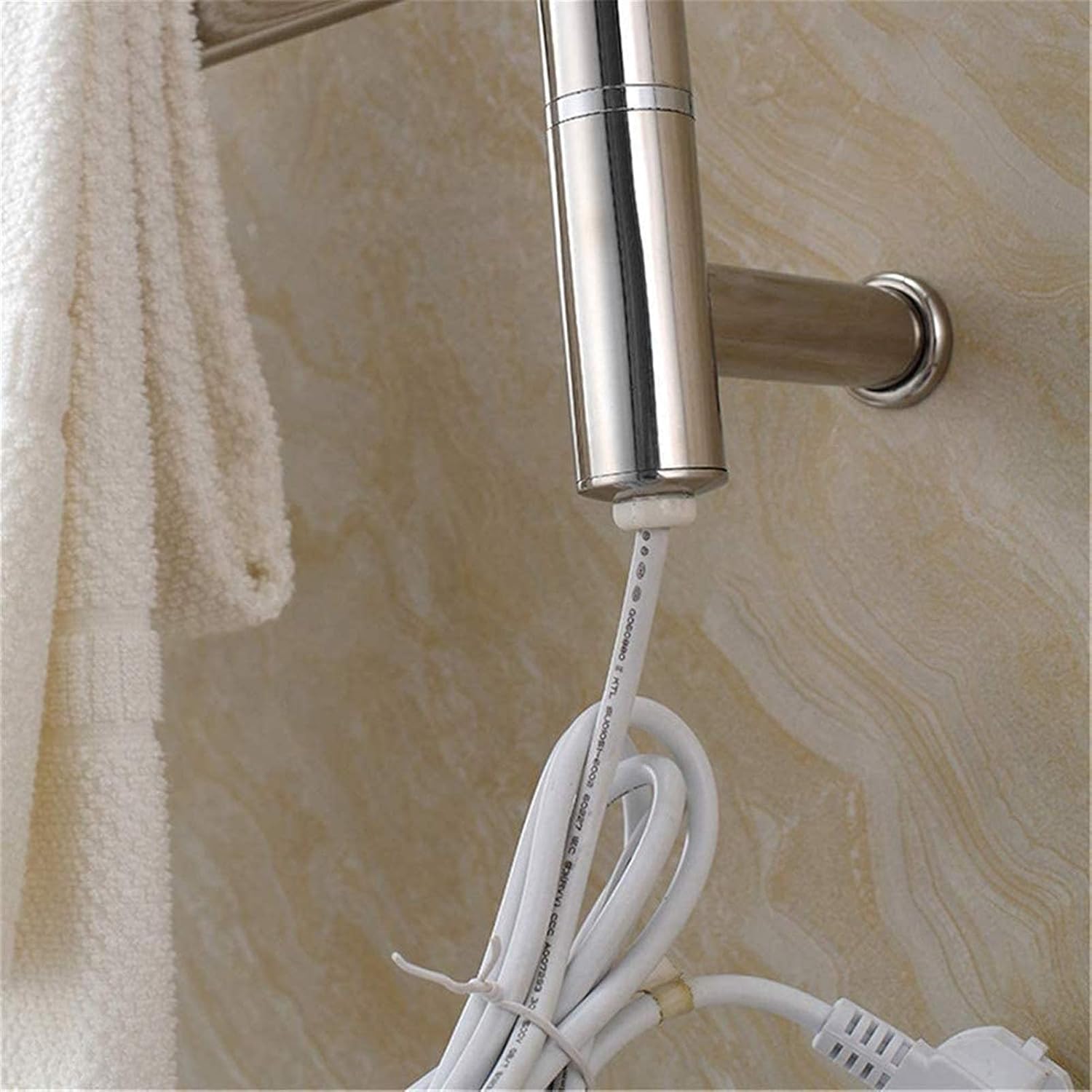 Heated Towel Rail Rails Heated Towel Rack Wall Mounted Towel Warmer and Drying Rack 304 Stainless Steel Electric Heated Towel Rack with 180° Rotatable Bars for Bathroom (Size : Ha ()
