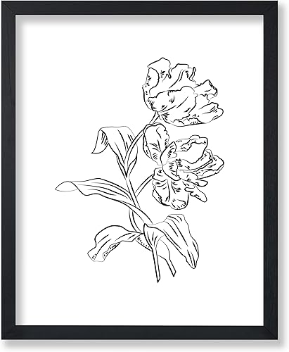 Miniatura 436 de Poster Master Póster de peonías – Estampado de flores retro – Ilustración floral – Ilustración en blanco y negro – Diseño de línea y abstracto –