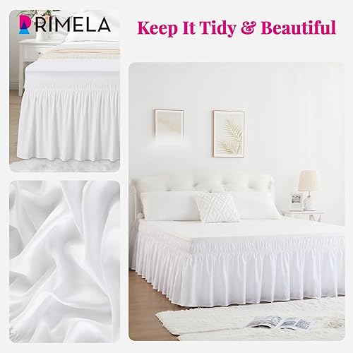 Miniatura 3 de Falda de cama RIMELA envoltura volante elástica que protege contra el polvo con color sólido, resistente a las arrugas y a la decoloración con