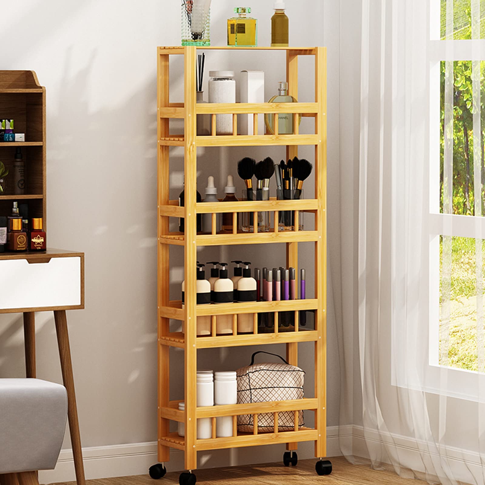 Mobili da cucina ad angolo organizzatore mensola galleggiante dispensa scaffale portaoggetti con ruote per spazi stretti extra alto sottile carrello scorrevole portatile scaffale unità
