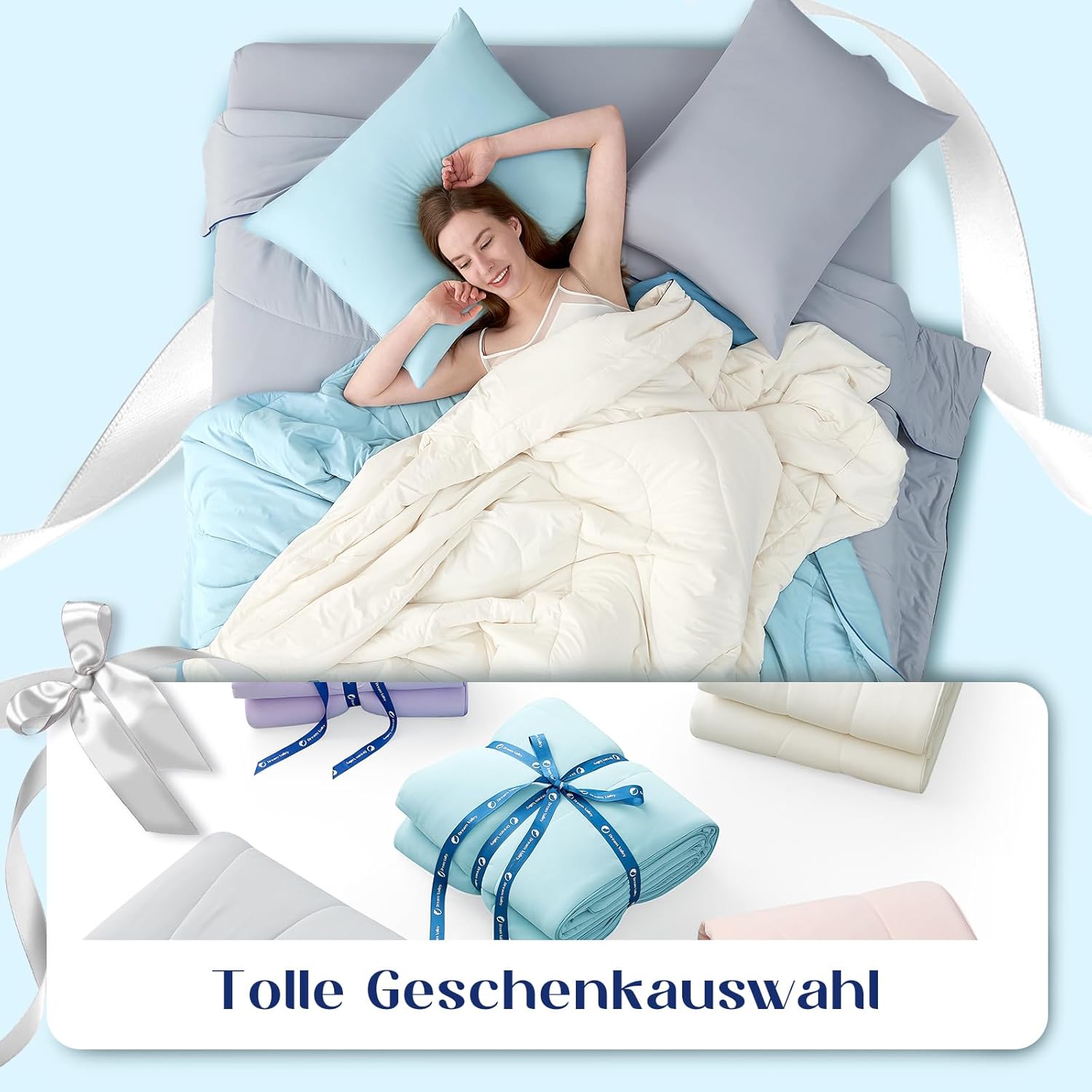 Dream Valley® Outlast® Deepsleep Cooling Comforter, Full/Queen Size, NASA-Grade Space Technology Cooling Blanket for Hot Sleepers Night Sweats, Q-Max > 0.45 Aerocool™ Breathable, Ice Blue, 90"x90" - Image 6