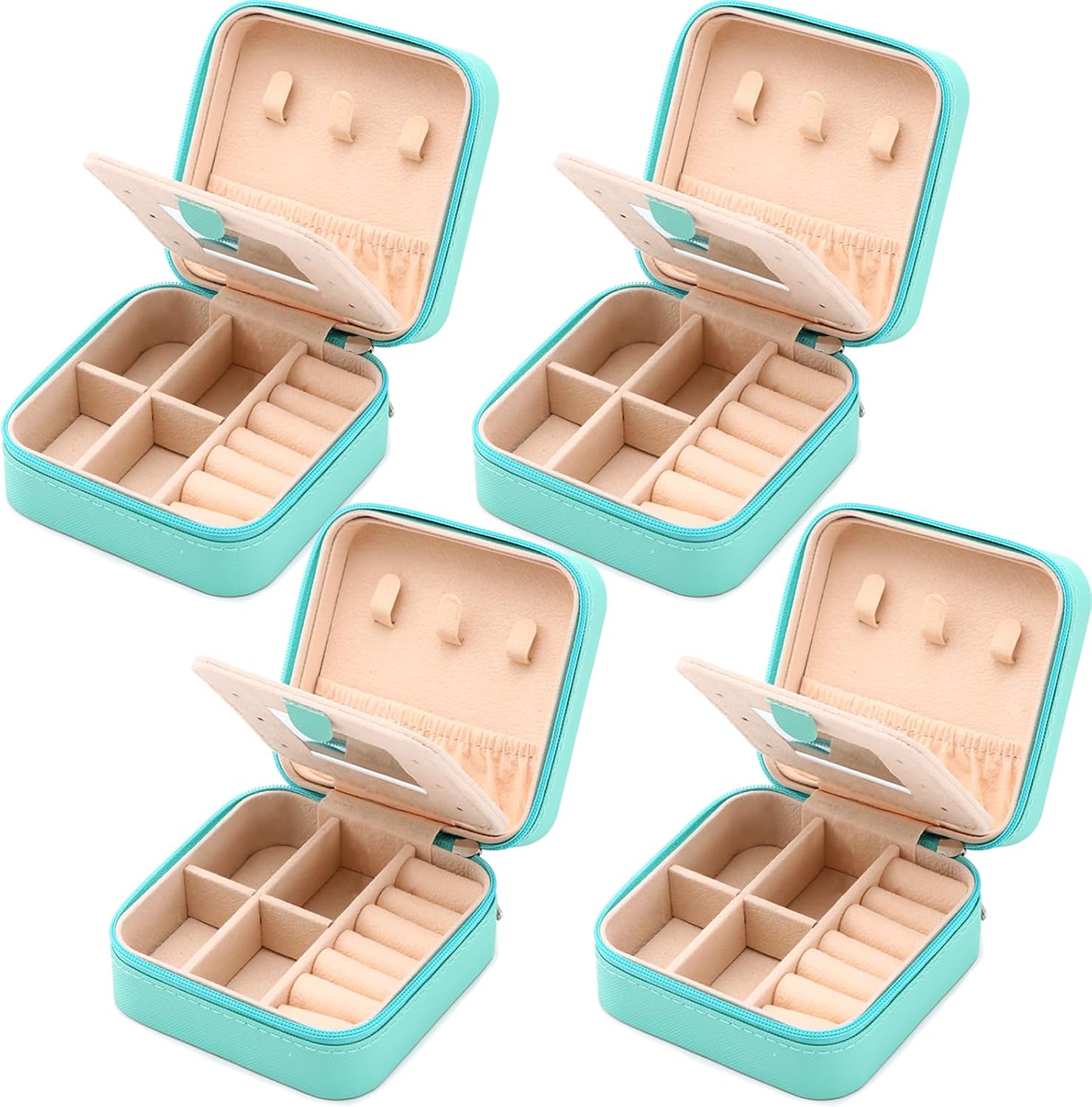 Neveika ジュエリーボックス ミラー付き 小さなジュエリーオーガナイザーボックス 女性用トラベルジュエリーケース 女性用ギフト