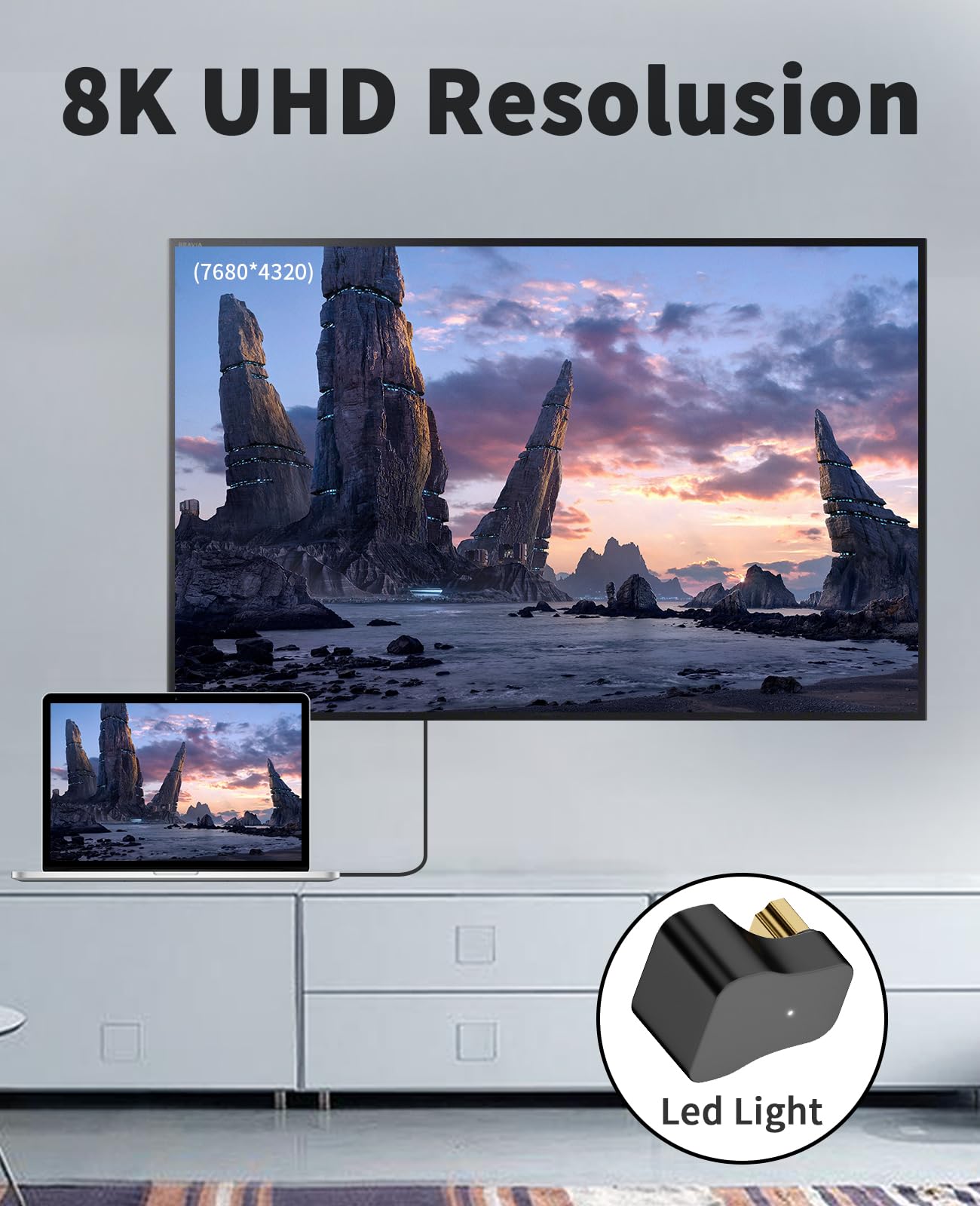 Maxhood HDMI 2.1 180 Degree Adapter, 8K U Shaped HDMI Adapter - Image 3