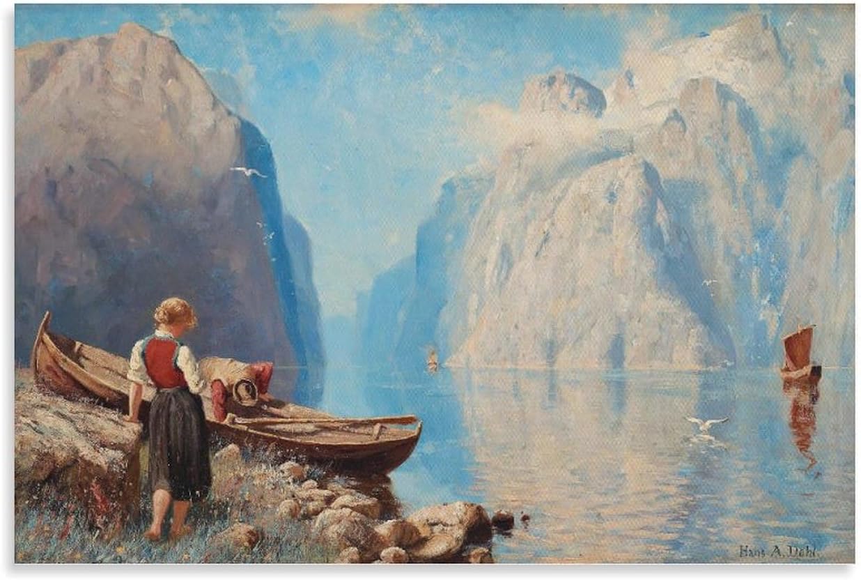 Amazon.com: YANMING The Norwegian Fjord Landscape Hans Fredrik Gude ...