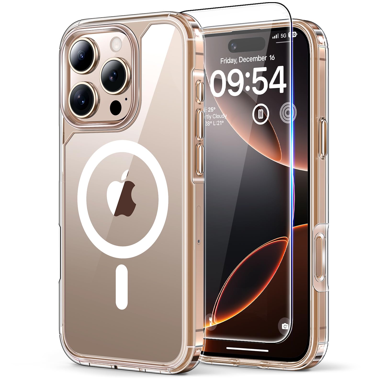 TAURI Magnetic for iPhone 16 Pro Max Case, and HD Screen Protector