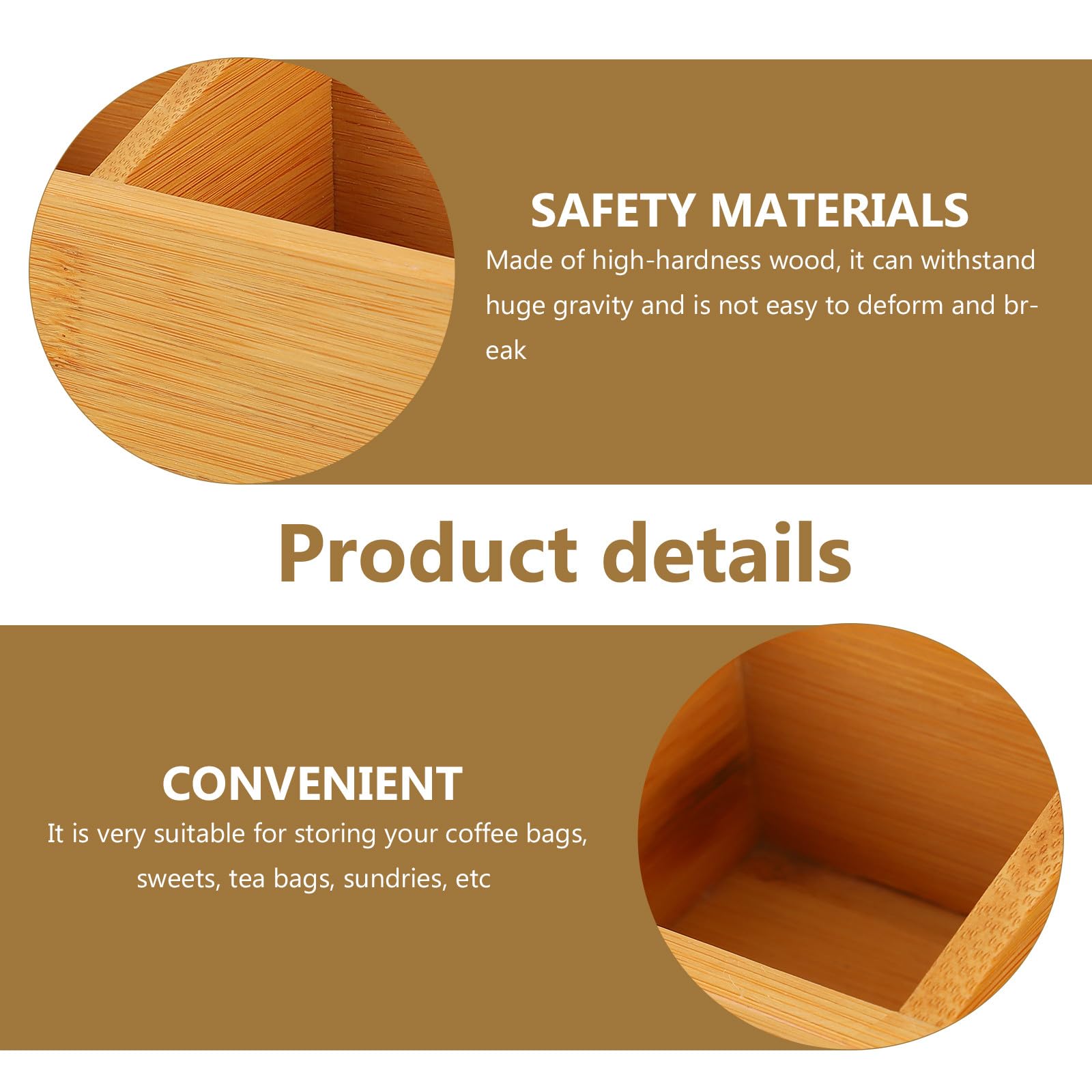 Caja de Almacenamiento Tapa y Compartimentos de Madera, Organizador para Bolsitas de Té y Azúcar, para Uso en Cafeterías y Hogar