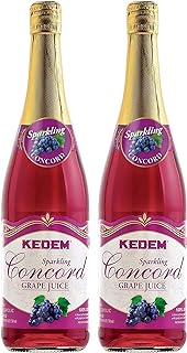 Kedem Sparkling 100% Concord Grape Juice, 25.4oz (2 Pack), Kosher, Non Alcoholic, No Added Sugar