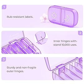 AUVON XL Weekly Pill Organizer 2 Times a Day, AM PM Pill Case with One-Side Large Opening for Easy to Use, Pill Box 7 Day Travel Medication Organizer for Medications, Vitamins, Fish Oils, Supplements