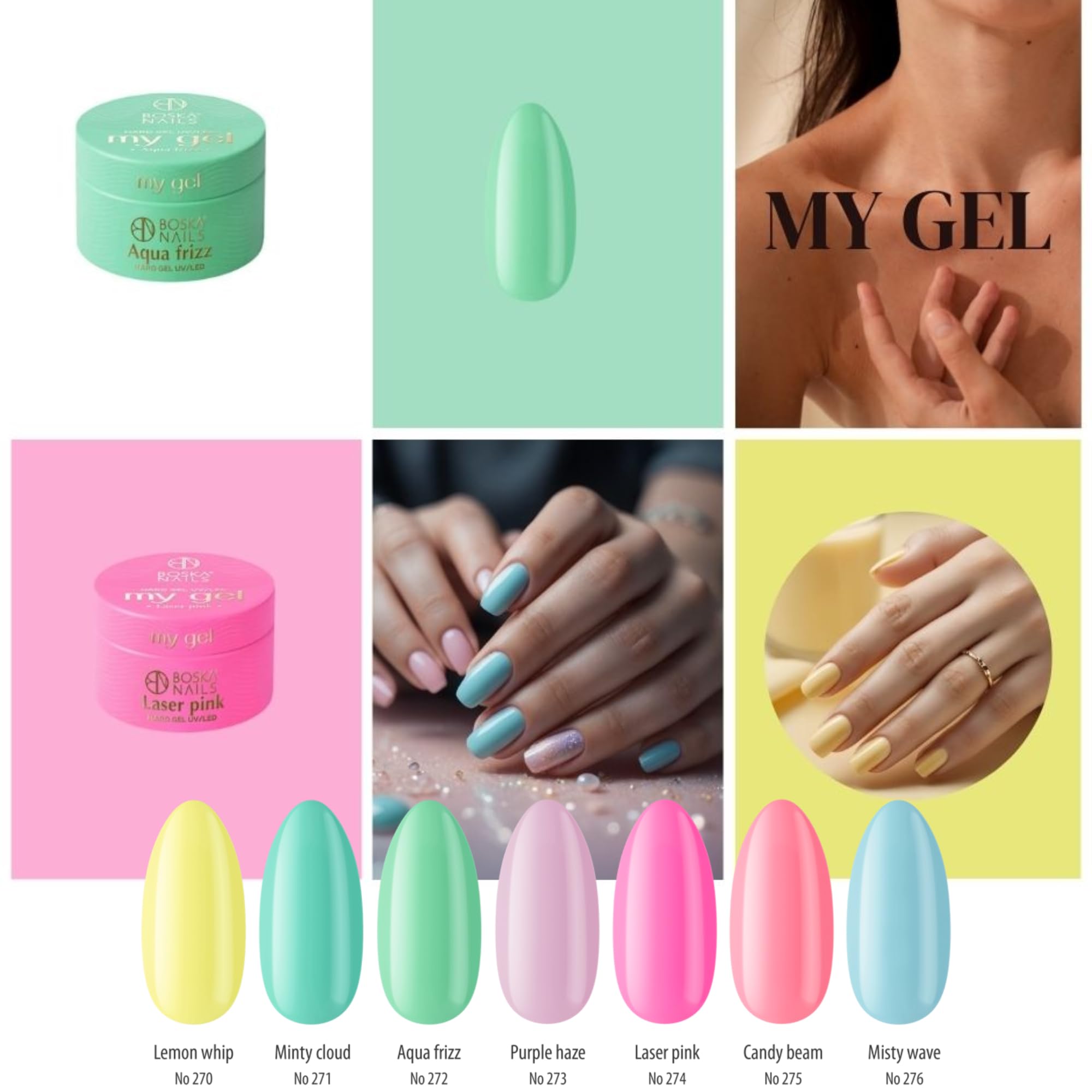 My Gel UV żel budujący, zestaw 7 kolorów, 15 ml, samowygładzające, kolorowe żele do przedłużania paznokci, wzmocnienia i kreatywnego projektowania paznokci