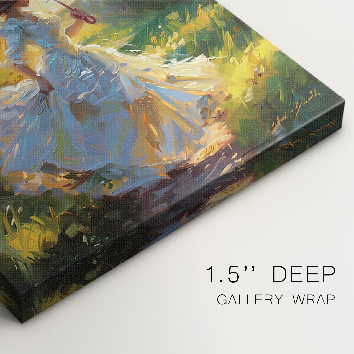 Renditions Gallery Canvas Artwork for Home Decor Elegant Woman Running in Garden Beautiful Parasol Wall Art Paintings for Bedroom Office Office - 12" X 18" LT566