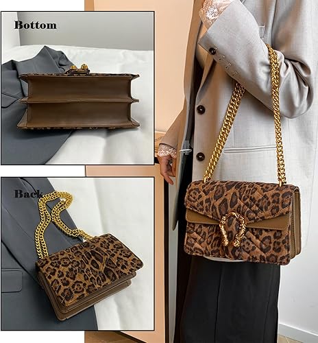 Miniatura 7 de MYHOZEE - Bolsos cruzados para mujer - Carteras de mano con estampado de serpiente - Bolsos de hombro de cuero con cadena - Bolsos de noche