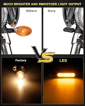 NTHREEAUTO Smoked Motorcycle Led Turn Signals Sequential Front Rear Mini Turn Signal Lights Universal Compatible with Harley Honda Yamaha BMW Triumph Suzuki Kawasaki Cruiser Touring - 2Pcs