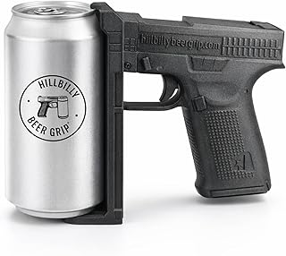 The Ultimate Novelty Pistol Beer Can Grip (Black) | 12oz Can Handle for Dad/Grandpa/Uncle | Pistol-Style Drink Clip | Made in USA | Great for Easter Baskets, Summer Parties, Tailgating & Camping